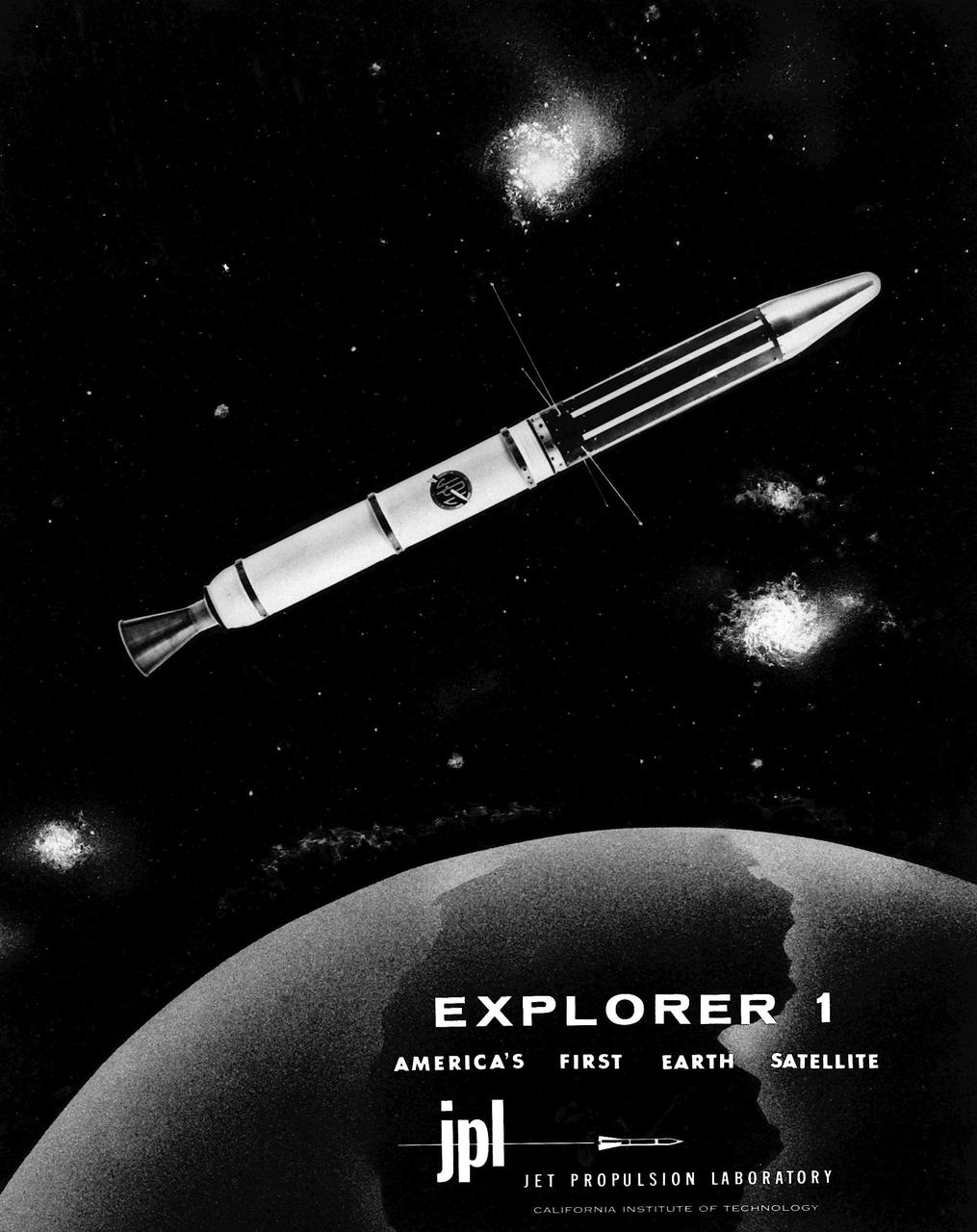 America first satellite, Explorer 1. America joined the space race with the launch of this small, but important spacecraft.  http://photojournal.jpl.nasa.gov/catalog/PIA04601