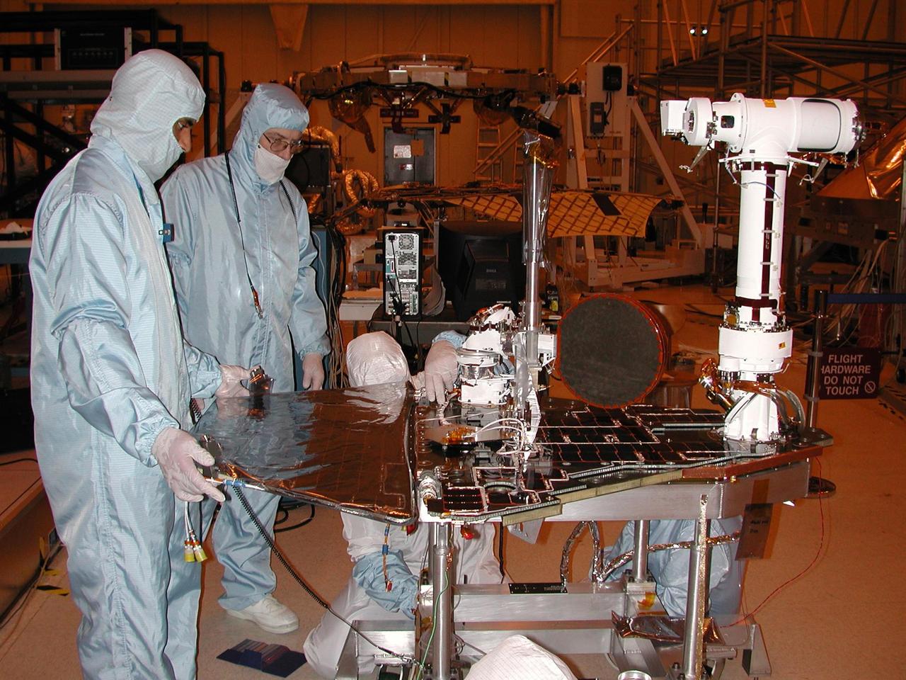 Engineers for NASA Mars Exploration Rover Mission are completing assembly and testing for the twin robotic geologists at JPL.