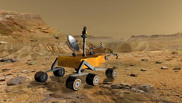 NASA image: Mars Science Laboratory at Canyon Artist Concept