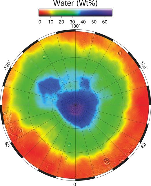 NASA image: North Polar Water Ice by Weight