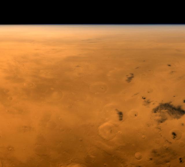 NASA image: Mars Global Surveyor View of Gusev Crater During Spirit Entry, Descent, and Landing