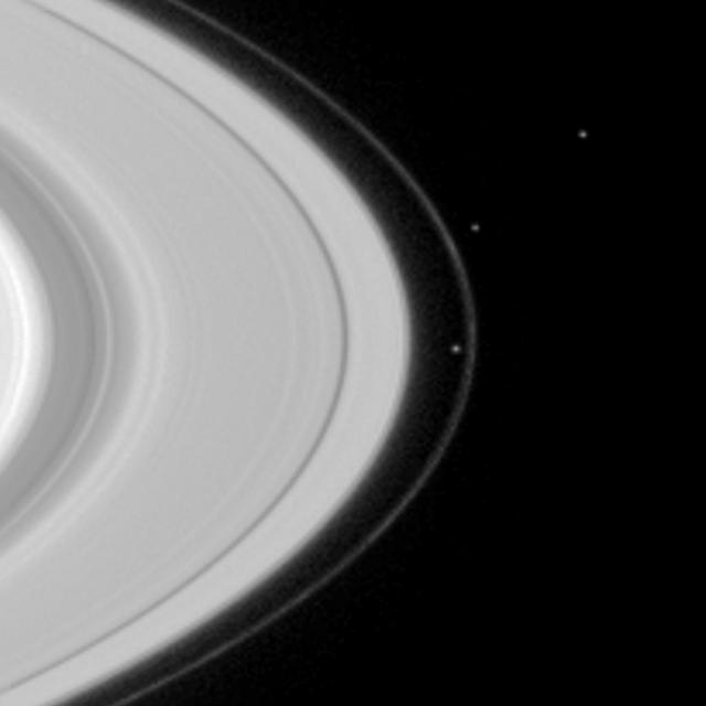 NASA image: Pandora and Prometheus Near F Ring