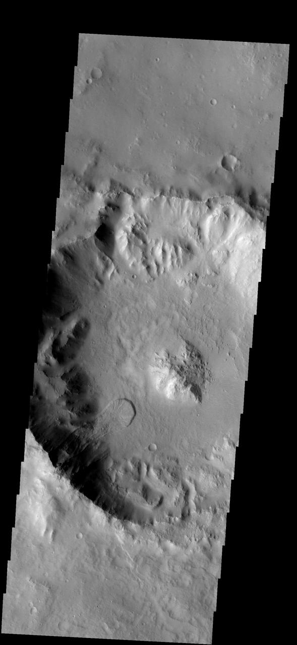 This landslide occurs in an unnamed crater southeast of Millochau Crater