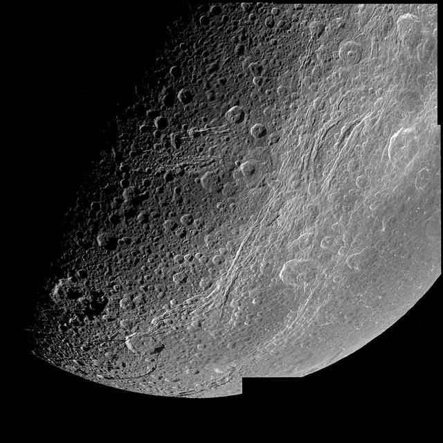 NASA image: Highest Resolution View of Dione