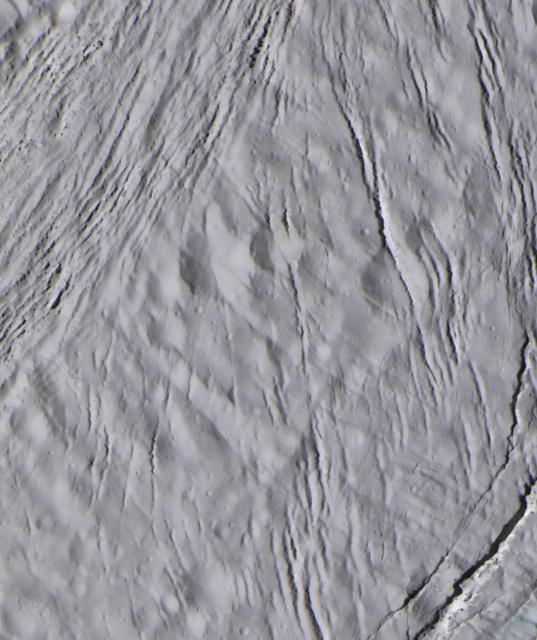NASA image: Cracked Face of Enceladus