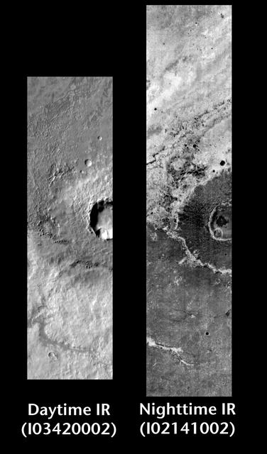 NASA image: Meridiani Crater in Day and Night