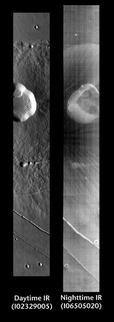 Albor Tholus by Day and Night
