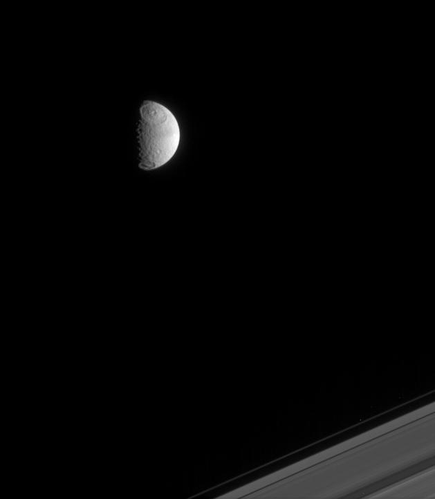 NASA image: Tethys and Rings
