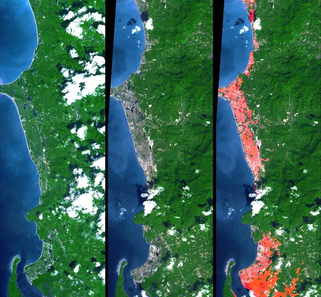 NASA image: Tsunami Inundation, North of Phuket, Thailand<br />ASTER Images and SRTM Elevation Model