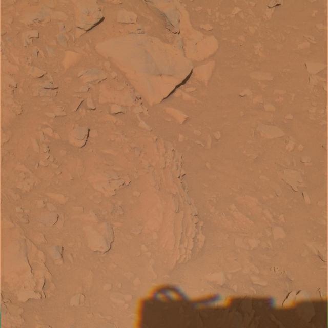 NASA's Mars Exploration Rover Spirit acquired the images that went into this color composite with its panoramic camera around 1:00 p.m. martian time on its 270th martian day, or sol (Oct. 5, 2004). The view represents the panoramic-camera team's best current attempt at generating a "true color" view of what this scene would look like if viewed by a human on Mars. It was generated from a mathematical combination of six calibrated images acquired through filters for wavelengths between 430 nanometers and 750 nanometers.  http://photojournal.jpl.nasa.gov/catalog/PIA06938