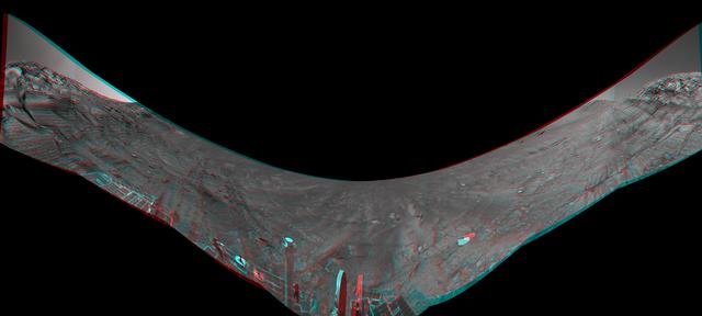 NASA image: Along Endurance Crater Inner Wall 3-D Anaglyph