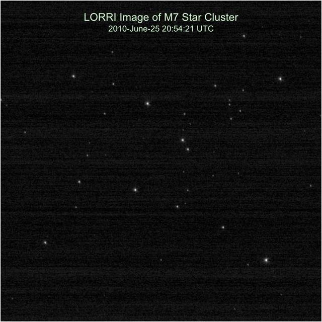 NASA New Horizons team calibrates the Long Range Reconnaissance Imager LORRI by taking pictures of the open star cluster M7.