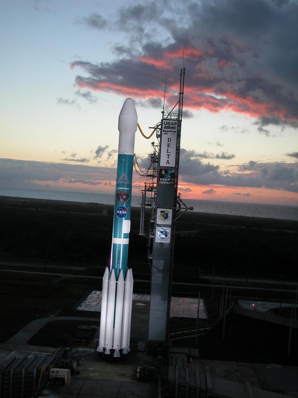 NASA Deep Impact awaits launch from Cape Canaveral Air Force Station, Fla. on Jan. 12, 2005.