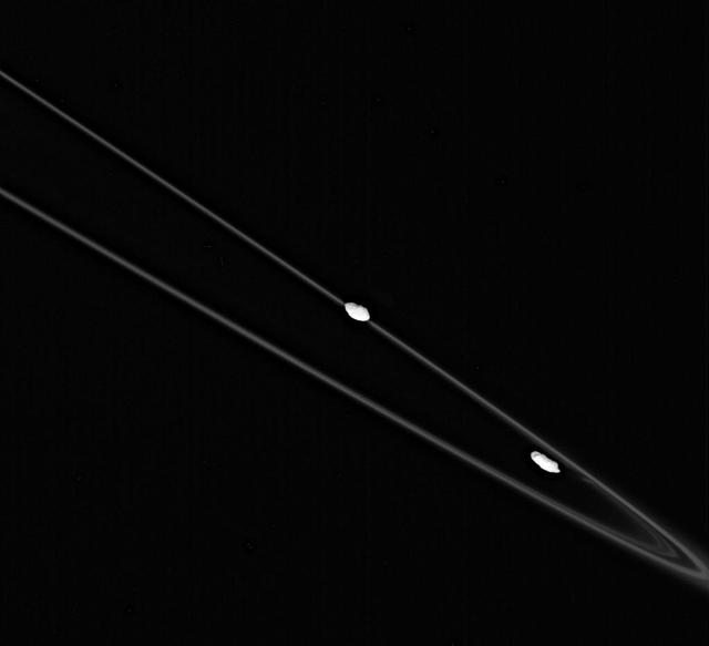 NASA image: Close to the Shepherd Moons