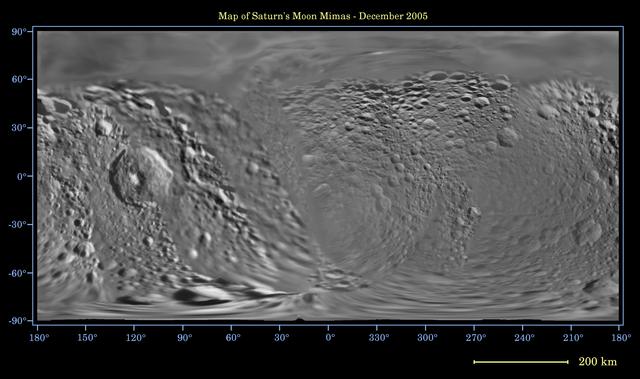 NASA image: Map of Mimas -- December 2005
