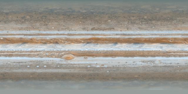 NASA image: Cassini Best Maps of Jupiter Cylindrical Map