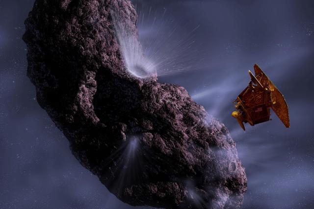 NASA image: Artist Concept of Deep Impact Encounter with Comet Tempel 1