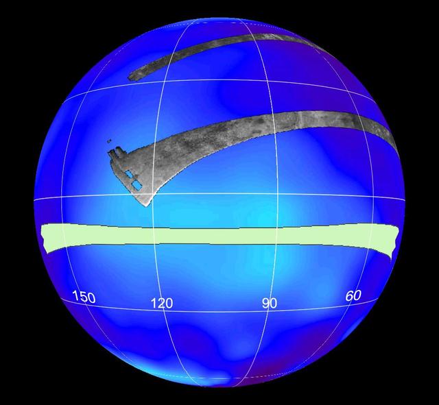 Seen here are areas mapped on Saturn moon Titan by the Cassini radar mapper using its synthetic aperture radar imaging mode. Shown are a variety of geologic features, including impact craters, wind-blown deposits, channels and cryovolcanic features
