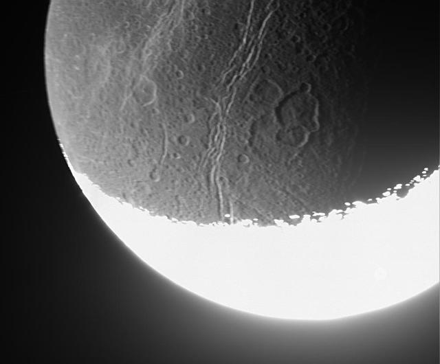 NASA image: Dim Details on Dione