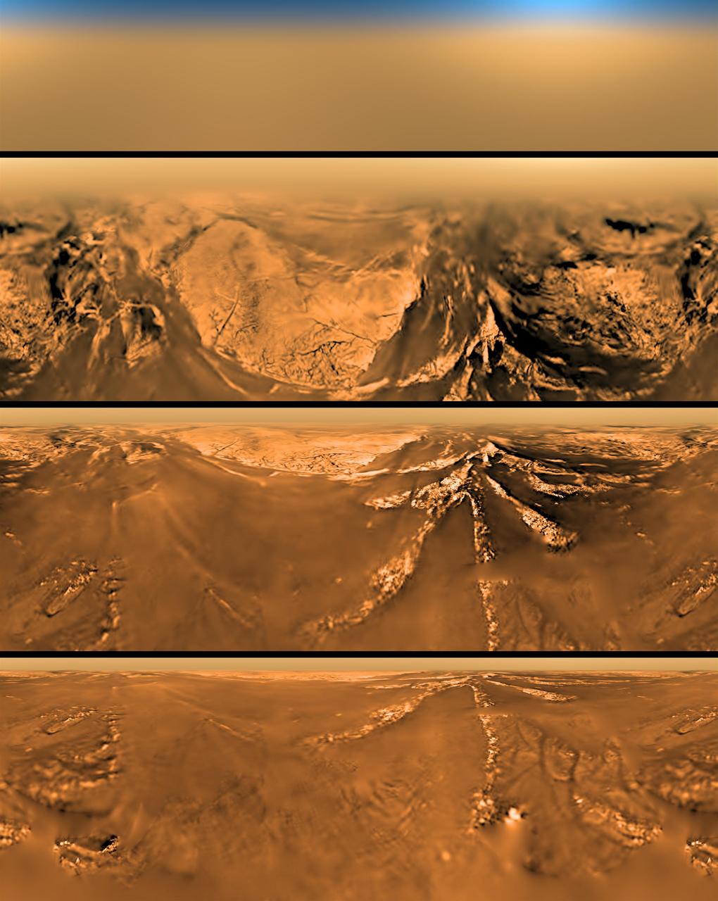 Mercator Projection of Huygens View at Different Altitudes