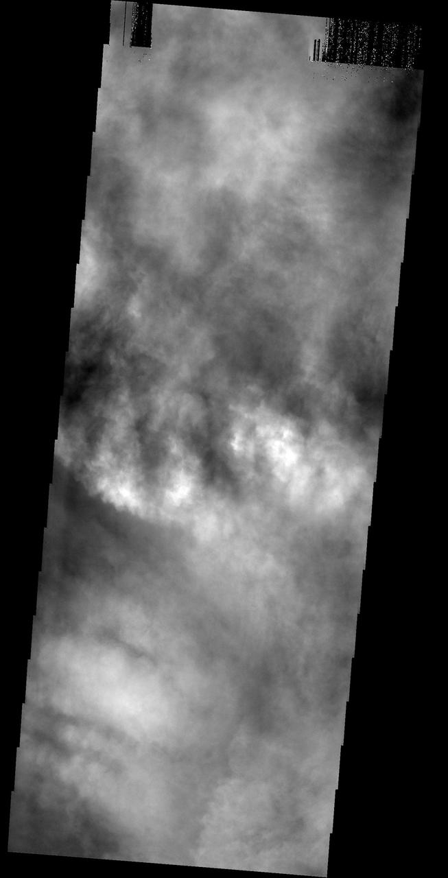 The surface of Mars is completely hidden from view by clouds