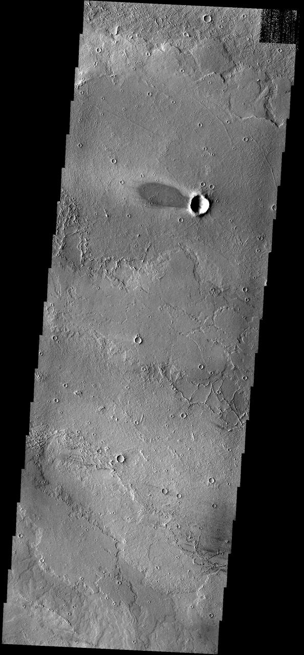 This windstreak is located on lava flows west of Arsia Mons