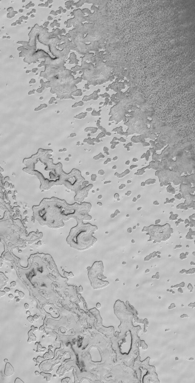 This MOC image shows the outer edge of the south polar residual cap of Mars