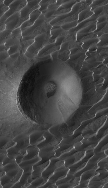 This MOC image shows dark lava flows that have embayed -- flowed up against and into -- higher, more rugged terrain in the Cyclopia/Aethiopis region of Mars southwest of Cerberus