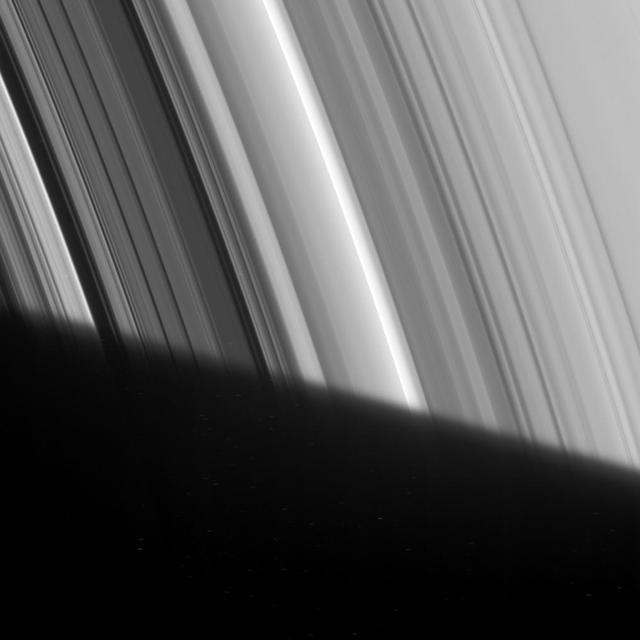 The Cassini Division appears to emerge out of Saturn shadow in this Cassini spacecraft image
