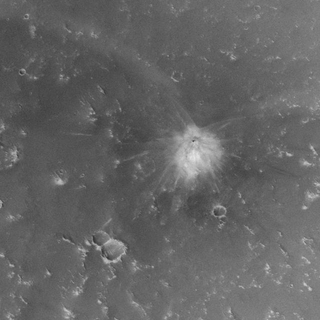 NASA image: Fresh Crater in Arabia Terra with Light-Toned Ejecta