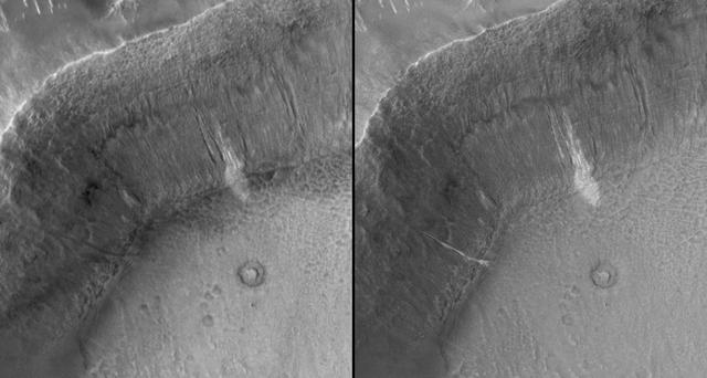 New Gully Deposit in a Crater in Terra Sirenum