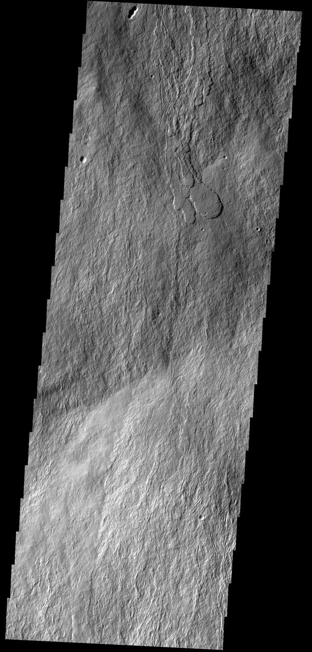 This image shows a portion of the southern flank of Olympus Mons