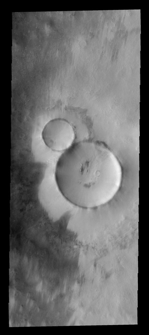 These side by side craters look like the perfect snowman