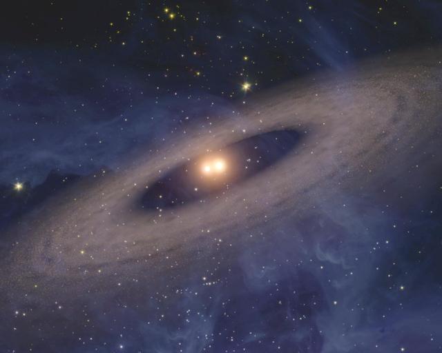 Two Suns Raise Family of Planetary Bodies Artist Animation