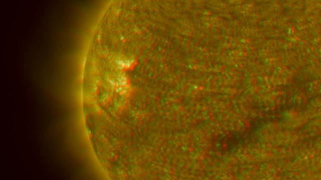 NASA Solar TErrestrial RElations Observatory satellites have provided the first 3-dimensional images of the Sun. This view will aid scientists ability to understand solar physics to improve space weather forecasting. 3D glasses are necessary.
