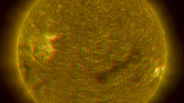 NASA Solar TErrestrial RElations Observatory satellites have provided the first 3-dimensional images of the Sun. This view will aid scientists ability to understand solar physics to improve space weather forecasting. 3D glasses are necessary.