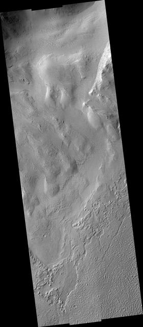 NASA image: Eroding Material over Flows in Echus Chasma