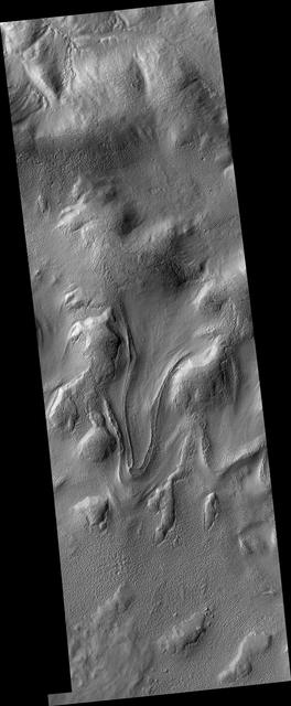 NASA image: Tongue-Shaped Flow Feature in Hellas Planitia