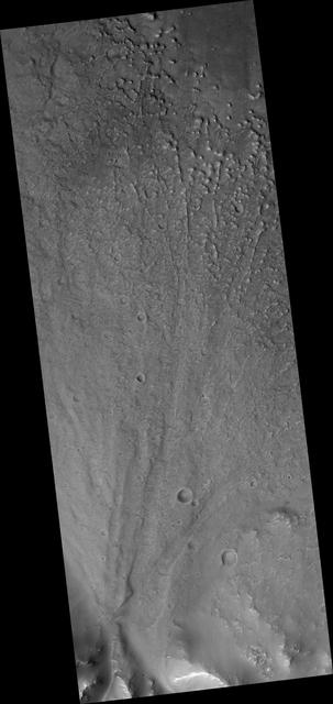 NASA image: Alluvial Fan Along a Crater Wall