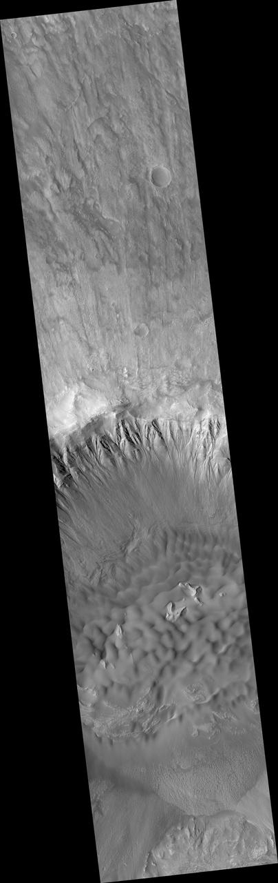 Gullies and Dunes in a Crater in Newton Basin