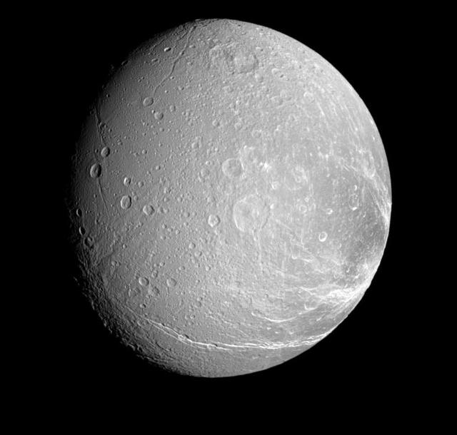 NASA image: Cracked-up Dione