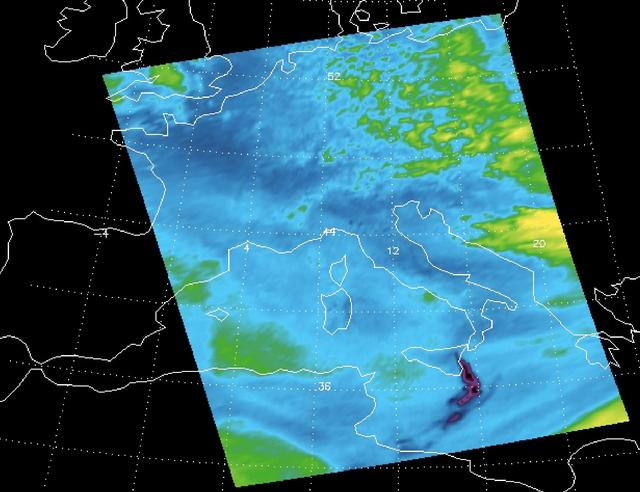NASA image: Sulfur Dioxide Plume from Mt. Etna Eruption 2002 as Detected with AIRS Data