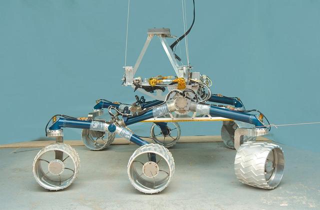 The team developing NASA Mars Science Laboratory calls this test rover Scarecrow because the vehicle does not include a computer brain. Mobility engineers use this test rover to evaluate mobility and suspension performance.