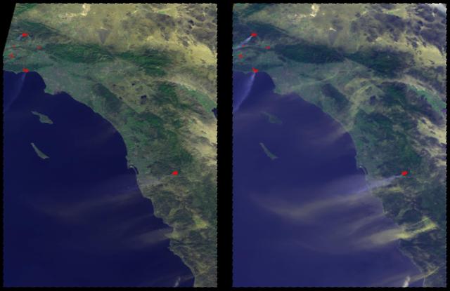 NASA image: MISR Multi-angle Views of Sunday Morning Fires