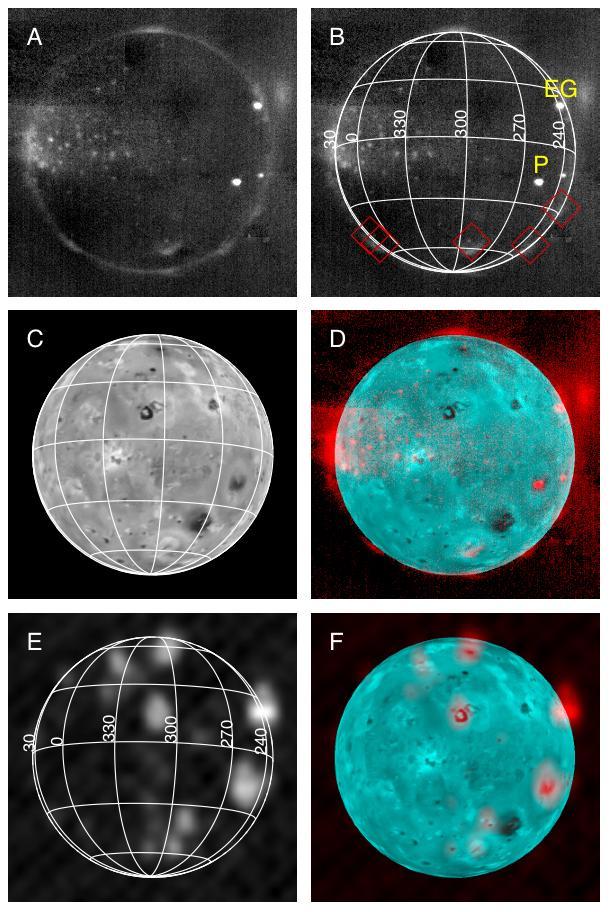 New Horizons took this montage of images of Jupiter volcanic moon Io, glowing in the dark of Jupiter shadow, as the Pluto-bound spacecraft sped through the Jupiter system on Feb. 27, 2007.