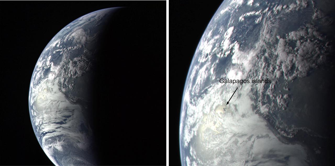 NASA Mercury-bound MESSENGER spacecraft captured several stunning images of Earth during a gravity assist swingby of its home planet on Aug. 2, 2005.