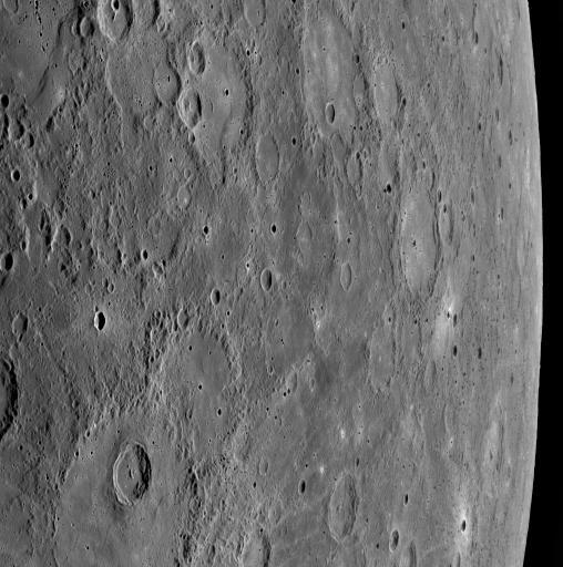 Just nine minutes after NASA MESSENGER spacecraft passed 200 kilometers 124 miles above the surface of Mercury, its closest distance to the planet during the January 14, 2008, flyby, the Wide Angle Camera WAC snapped this image. 