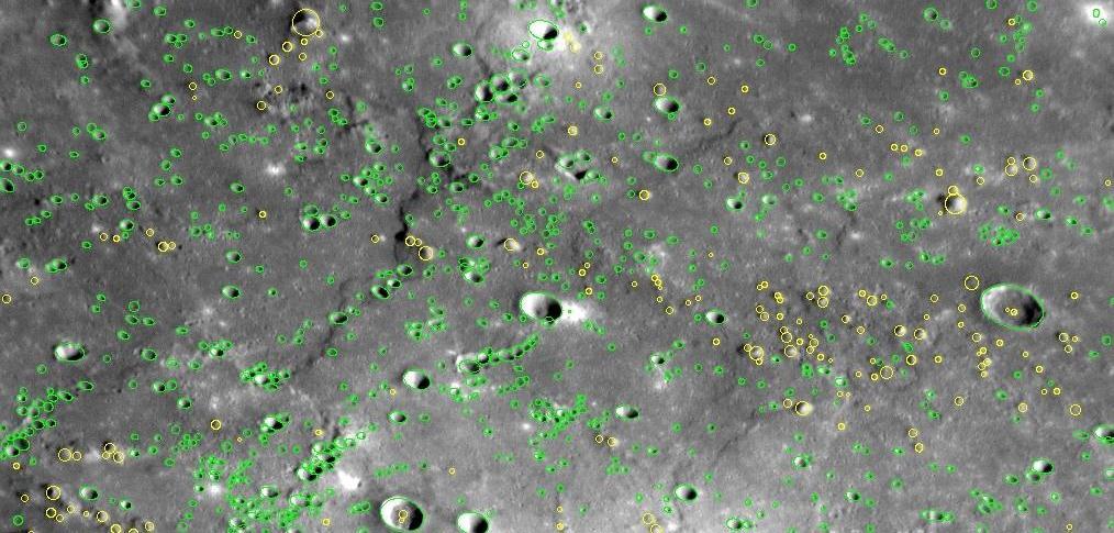 On January 14, 2008, NASA MESSENGER flew by Mercury and snapped images of a large portion of the surface that had not been previously seen by spacecraft including numerous craters.