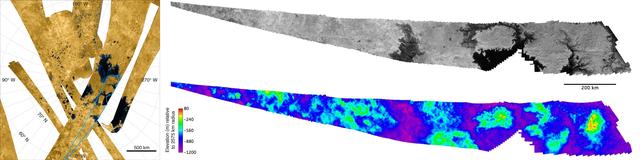 NASA image: Topographic Map of Titan North Polar Region