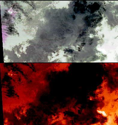 On the night of March 25, 2008, the Advanced Spaceborne Thermal Emission and Reflection Radiometer instrument on NASA Terra satellite captured these thermal infrared images of Kilauea volcano on Hawaii Big Island. Kilauea was active at two locations.